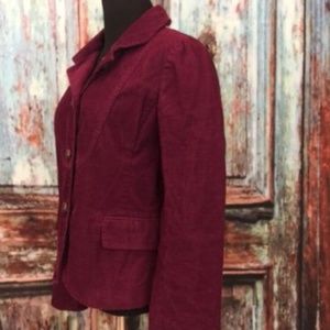 J CREW Size 6 Maroon Corduroy 3 Button Blazer